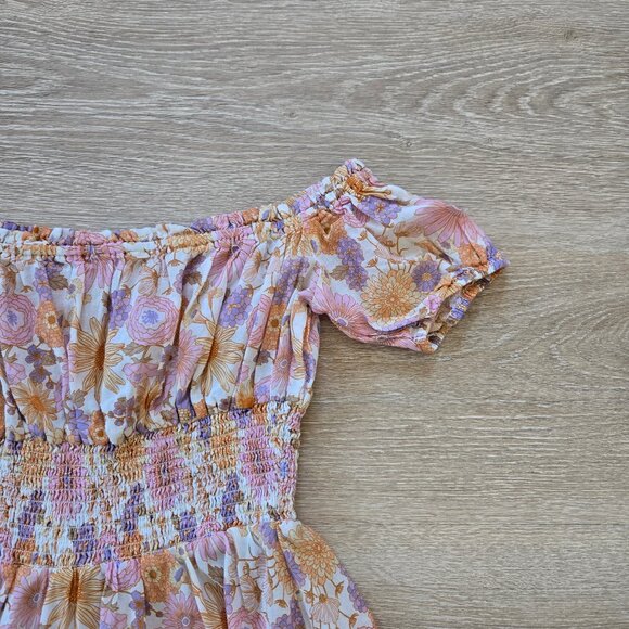 Tularosa Aurora Off-Shoulder Floral Smocked Waist Mini Dress Small NWOT $198 - Picture 14 of 17